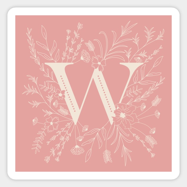 Botanical Letter W (Hibiscus Pink) Sticker by Cascade Patterns